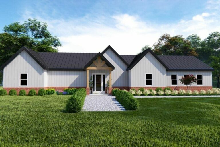 Single-Story 3-Bedroom Modern Barndominium House with Luxurious Master Wing and 2-Car Garage (Floor Plan)