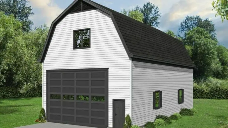 1-Bedroom 2-Story Barn Style House with Drive-Through RV Garage (Floor Plan)