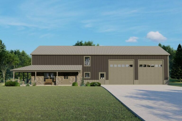 5-Bedroom 2-Story Barndominium House with Wraparound Porch (Floor Plan)