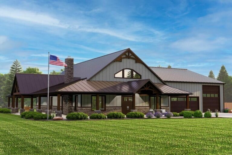 Dual-Story 2-Bedroom Farmhouse-Inspired Barndo House with RV-Friendly Garage (Floor Plan)