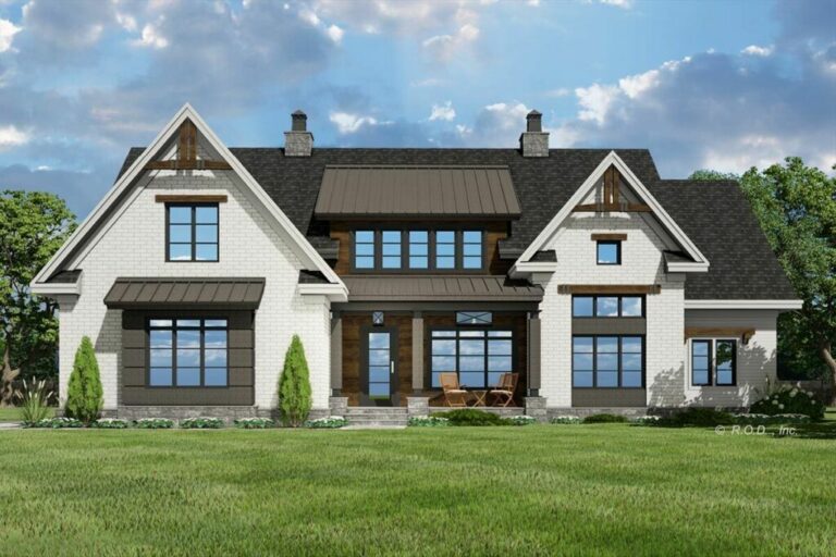 2-Story 4-Bedroom Contemporary Farmhouse with Bonus Room Expansion (Floor Plan)