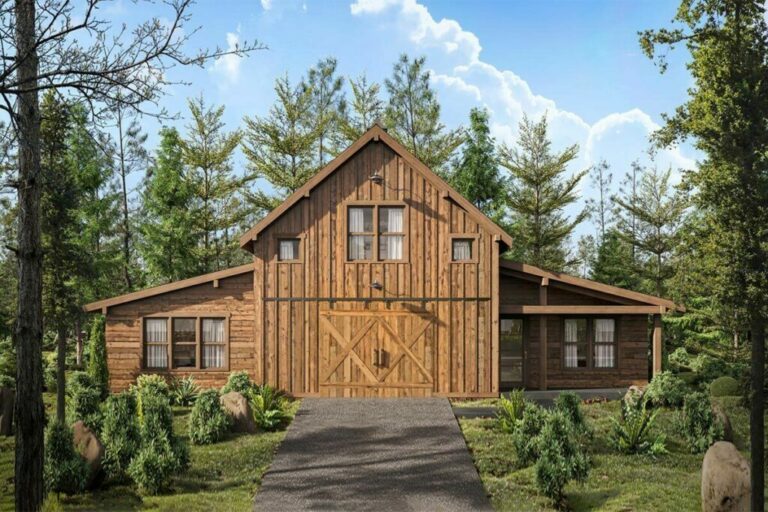 2-Story 1-Bedroom Rustic Barndominium House with Large Loft and Tack Room (Floor Plan)