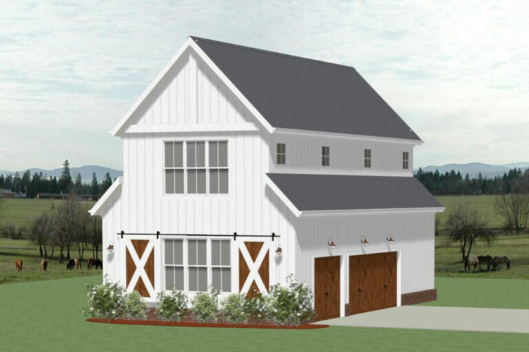 3-Car Two-Story Barn Style Garage with Shop and Loft (Floor Plan)