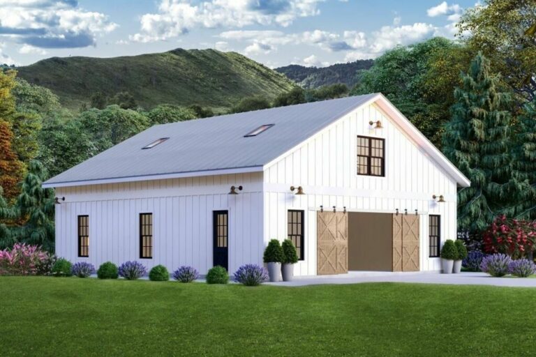Dual-Story 2-Car Barn Studio with Upstairs Loft (Floor Plan)