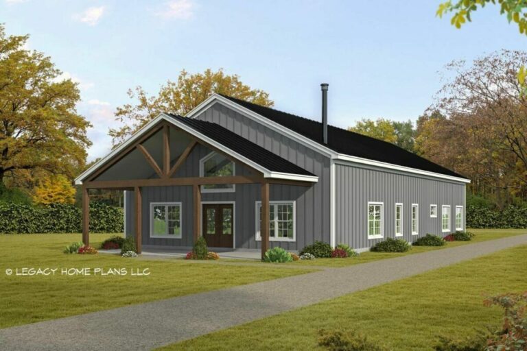 4-Bedroom 2-Story Barn Style House with Rear Access Garage (Floor Plan)
