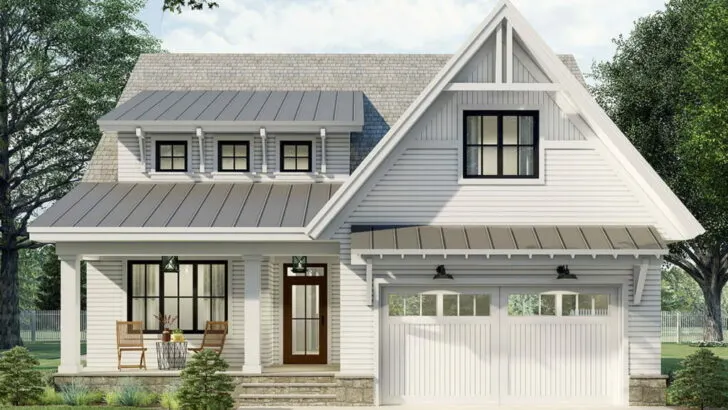 4-Bedroom Dual-Story New American Style Farmhouse with Laundry on Both Floors (Floor Plan)