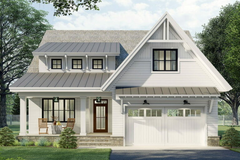 4-Bedroom Dual-Story New American Style Farmhouse with Laundry on Both Floors (Floor Plan)