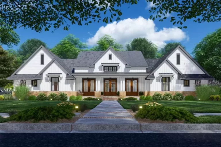 5-Bedroom One-Story Modern Farmhouse With Three Fresh Air Spaces (Floor Plan)