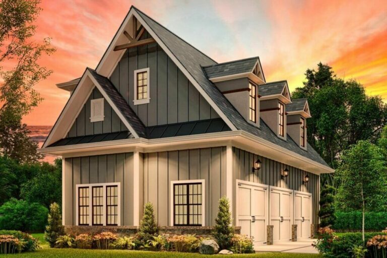 Dual-Story 1-Bedroom Modern Farmhouse Apartment with 3-Car Garage (Floor Plan)