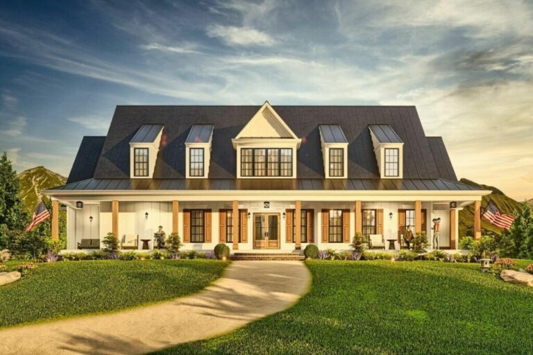 3-Bedroom Single-Story Modern Farmhouse with a Wrap-Around Porch (Floor Plan)