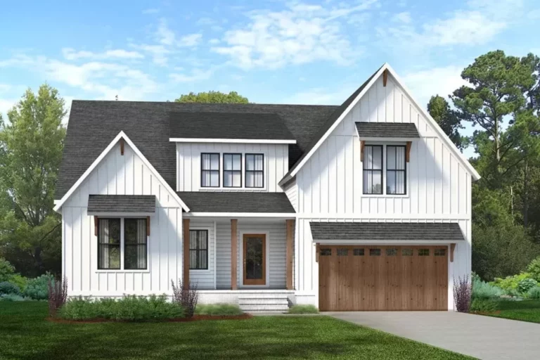Two-Story 5-Bedroom New American Home with Home Office and Main-level Master (Floor Plan)