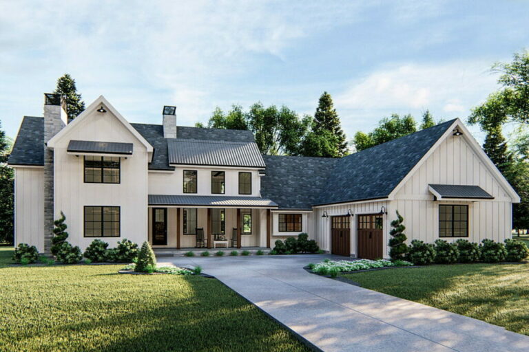 5-Bedroom 2-Story Modern Farmhouse With In-Law Suite (Floor Plan)
