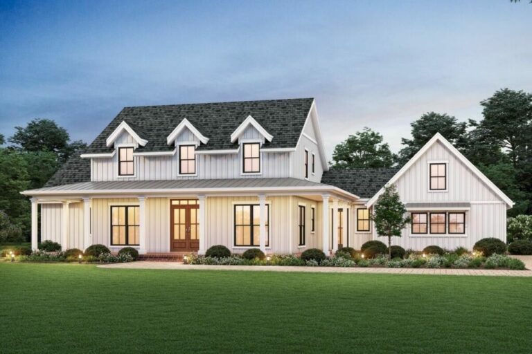 4-Bedroom 2-Story Modern Farmhouse with Optional ADU Under 3000 Square Feet (Floor Plan)
