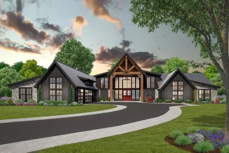 One-Story 4-Bedroom Rustic Home With Stunning Exterior (Floor Plan)