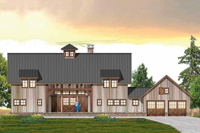 2-Story 3-Bedroom Barndominium Farmhouse with Terrace and Main Floor Master (Floor Plan)