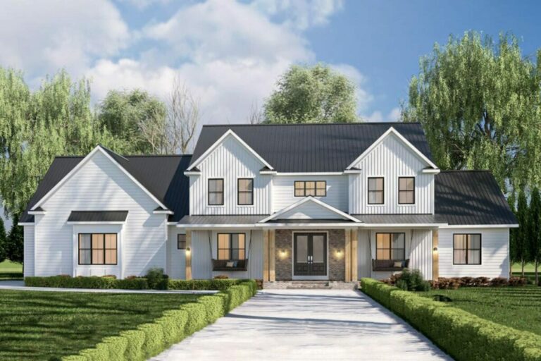 Dual-Story 4-Bedroom Modern Farmhouse With Massive Laundry Room (Floor Plan)