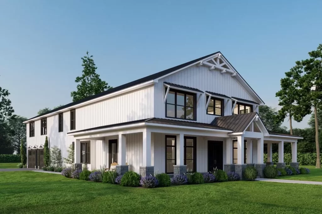 Bedroom Two Story Barndominium Style Modern Farmhouse With Wrap Around Porch Floor Plan