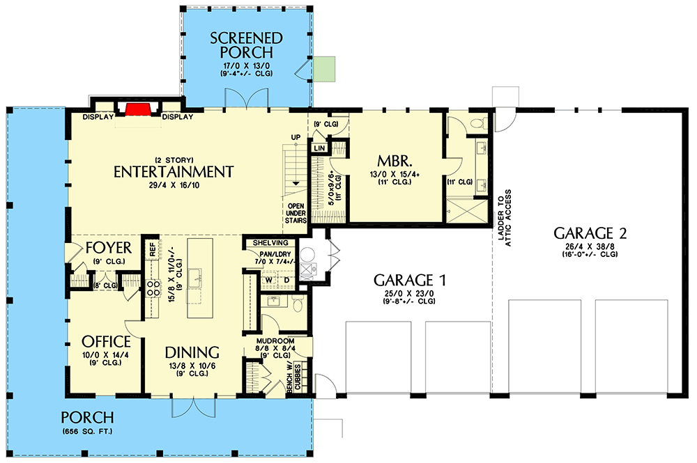 Story Bedroom Barndominium House With Dual Rv Bays Floor Plan