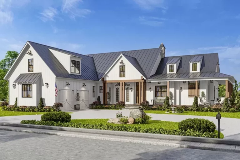 7-Bedroom 2-Story Country Farmhouse with Wraparound Porch (Floor Plan)