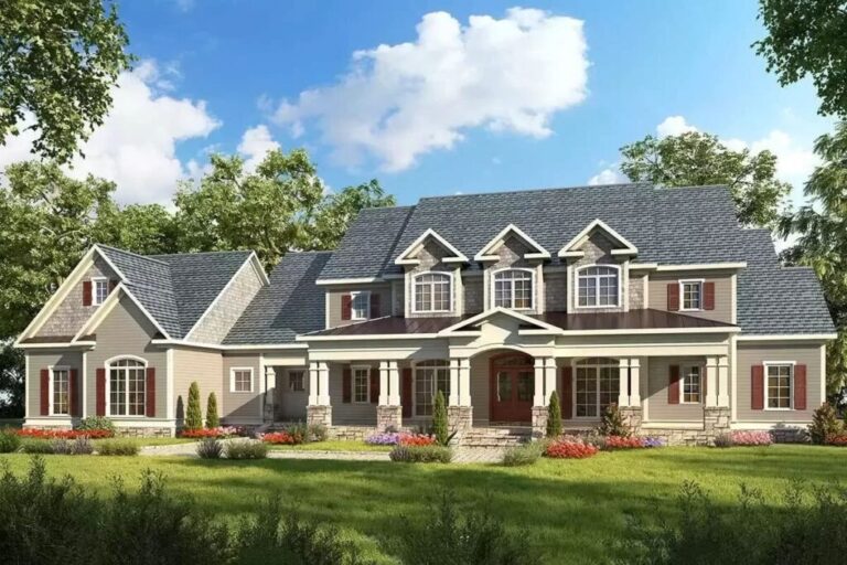 5-Bedroom 2-Story Traditional House with 3-Car Side Garage (Floor Plan)