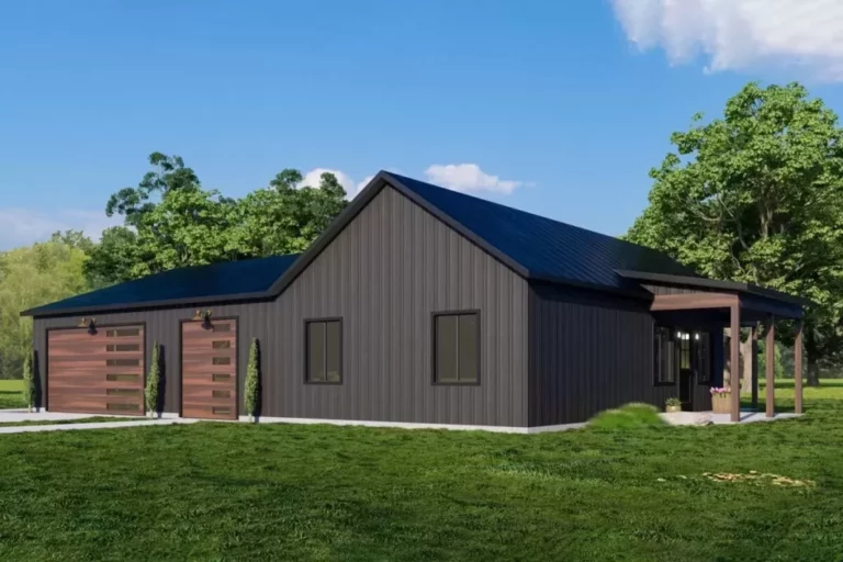 2-Bedroom One-Story Rustic Shop House with Dual Covered Outdoor Spaces (Floor Plan)