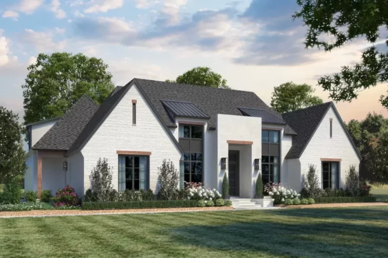 Single-Story 4-Bedroom Transitional House with Rear Porch and Outdoor Kitchen (Floor Plan)