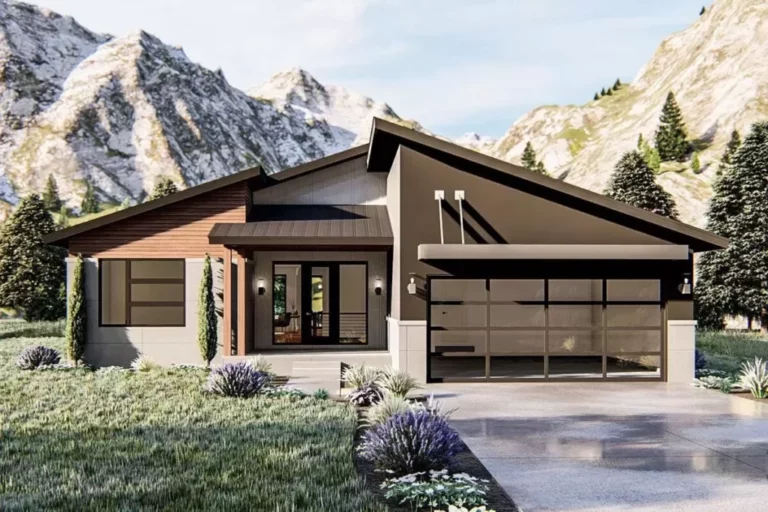 3-Bedroom Single-Story Modern Ranch Home with Dynamic Roofline (Floor Plan)