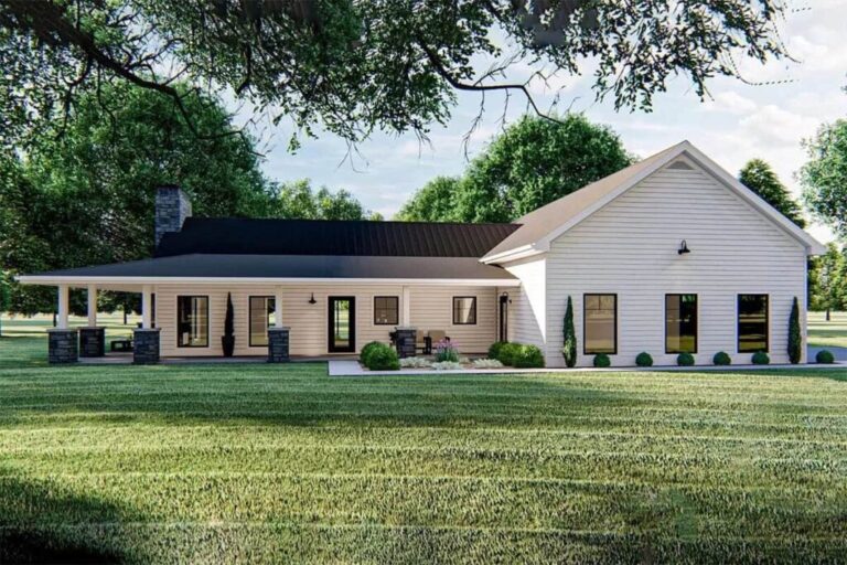 1-Story 3-Bedroom Country Home with Wraparound Porch (Floor Plan)