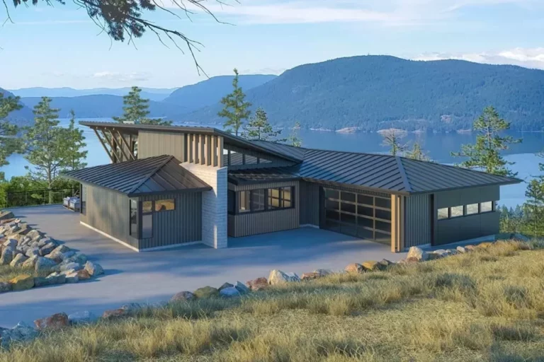 3-Bedroom 1-Story Mountain Modern House with Home Office and Media Room (Floor Plan)