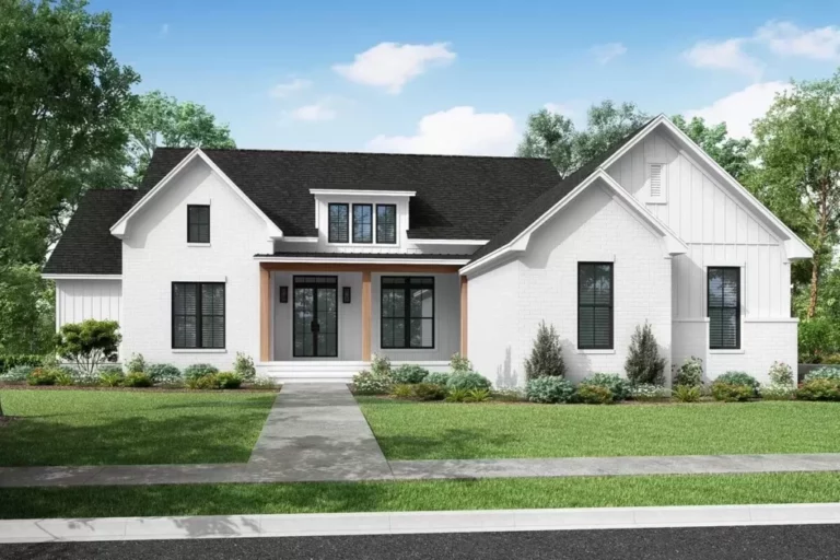 4-Bedroom 1-Story Transitional Farmhouse with Home Office and Private Master Suite (Floor Plan)