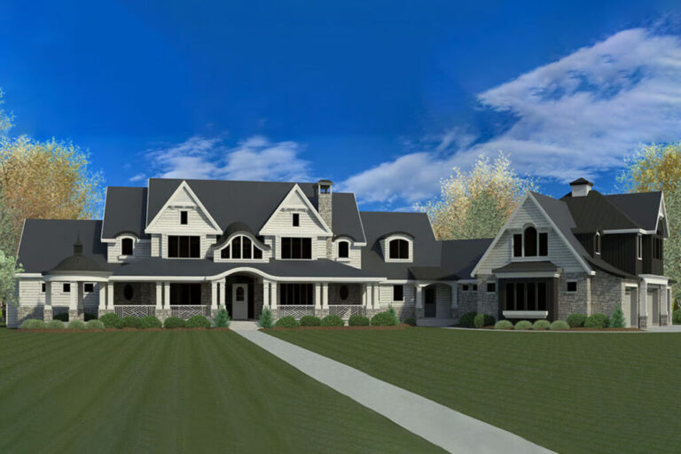 Two-Story 7-Bedroom Modern Farmhouse with Bonus over Garage (Floor Plan)