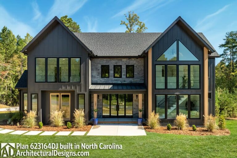 4-Bedroom 2-Story Modern Farmhouse With Side-Entry Garage and Bonus Space (Floor Plan)