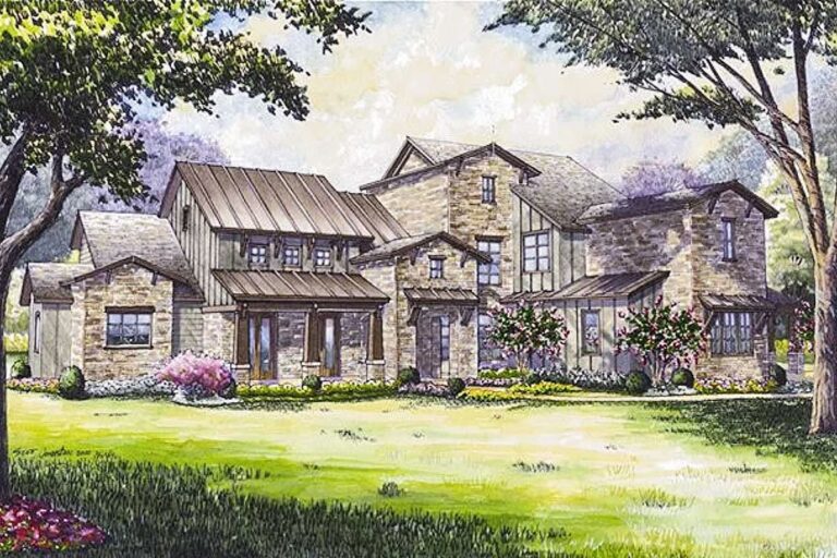 4-Bedroom 2-Story Modern Farmhouse With French Country Flair and Rotunda Foyer (Floor Plan)