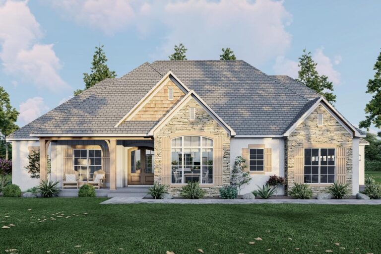 3-Bedroom 1-Story Modern Farmhouse With Bonus Room and 3-Car Garage (Floor Plan)