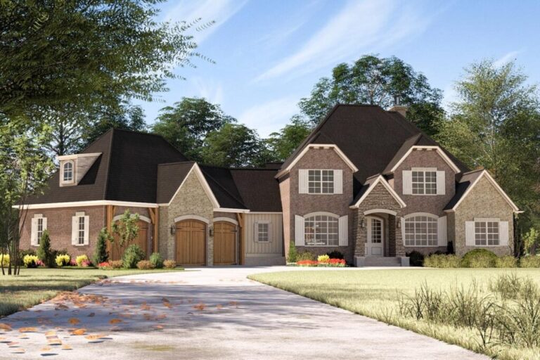 Two-Story 5-Bedroom European House with Bonus Over Garage (Floor Plan)