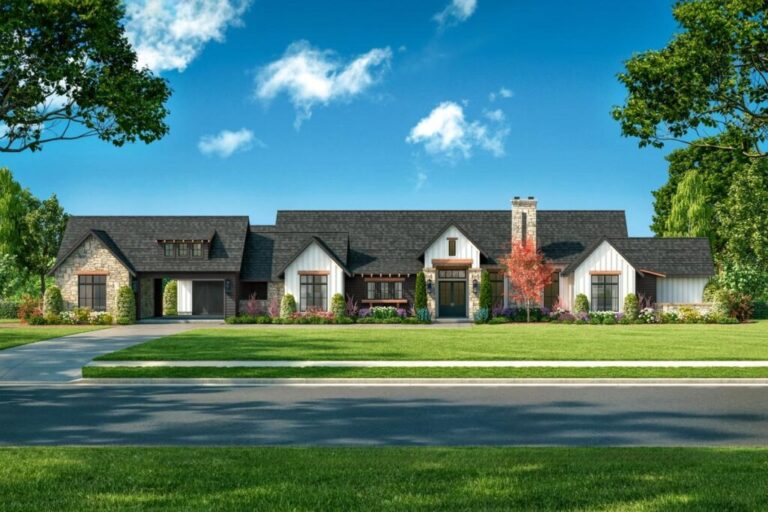 1-Story 4-Bedroom Modern Farmhouse with Game Room (Floor Plan)