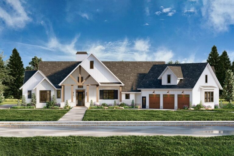 4-Bedroom 2-Story Modern Farmhouse With In-Law Suite and Bonus Room (Floor Plan)