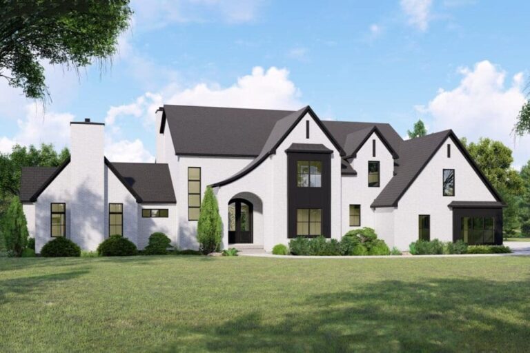 5-Bedroom Dual-Story Transitional European Home with Optional Lower Level (Floor Plan)
