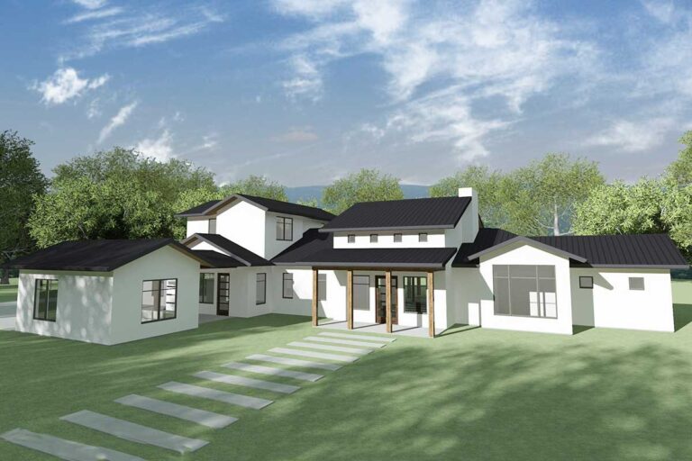 4-Bedroom 2-Story Modern Farmhouse With Wraparound Porches and Carport (Floor Plan)