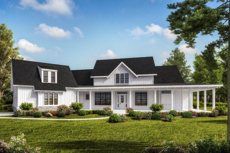 4–7 Bedroom 1-Story Modern Farmhouse With Optional Lower Level & Side-Entry Garage (Floor Plan)