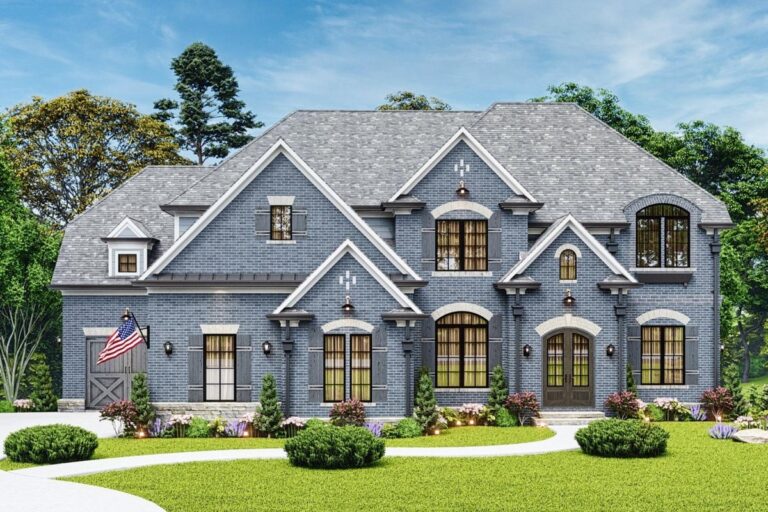 5-Bedroom 2-Story European Modern Farmhouse With Barbecue Porch and Porte-Cochere (Floor Plan)