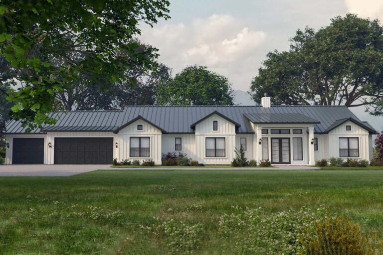 4-Bedroom 1-Story Modern Farmhouse With Expansive Covered Patio (Floor Plan