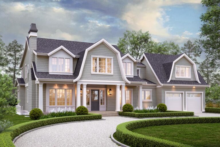 7-Bedroom 2-Story Luxury Farmhouse With Front Porch and Bonus Space (Floor Plan)