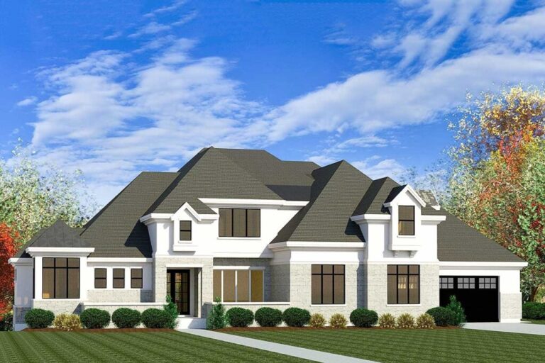 6-Bedroom 2-Story European House with Upstairs Loft (Floor Plan)