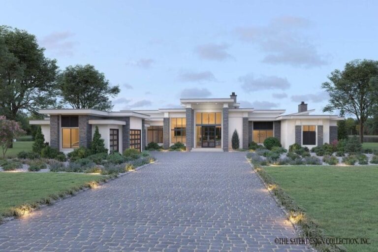 3-Bedroom One-Story Contemporary House with Outdoor Entertaining Spaces (Floor Plan)