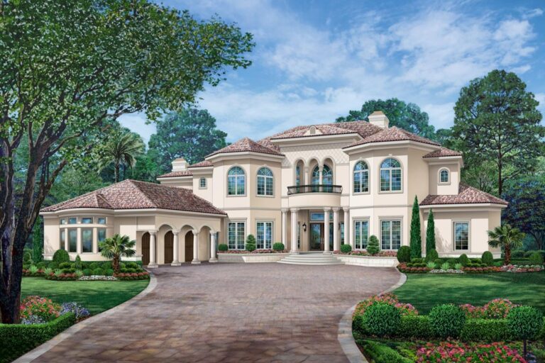 5-Bedroom 2-Story Modern Farmhouse With Courtyard Garage & Bonus Loft (Floor Plan)