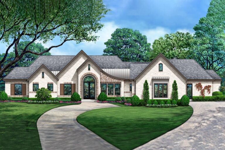 4-Bedroom 1-Story Modern Farmhouse With Bonus Room and Side-Entry 3-Car Garage (Floor Plan)
