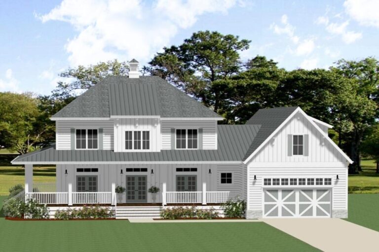 4-Bedroom Two-Story Classic Farmhouse with Optional Bonus Room (Floor Plan)