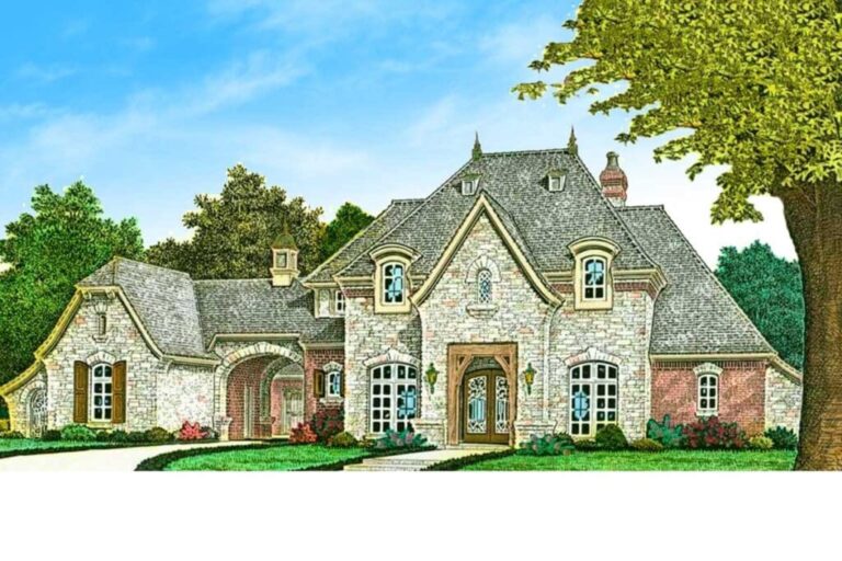 3-Bedroom 2-Story French Country House with Future Media Room (Floor Plan)