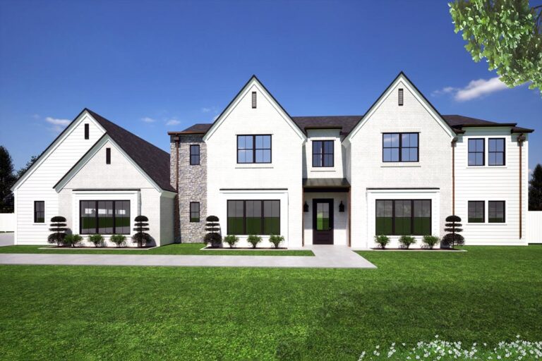 6-Bedroom 2-Story Modern Farmhouse With 4-Car Garage and Covered Patio (Floor Plan)